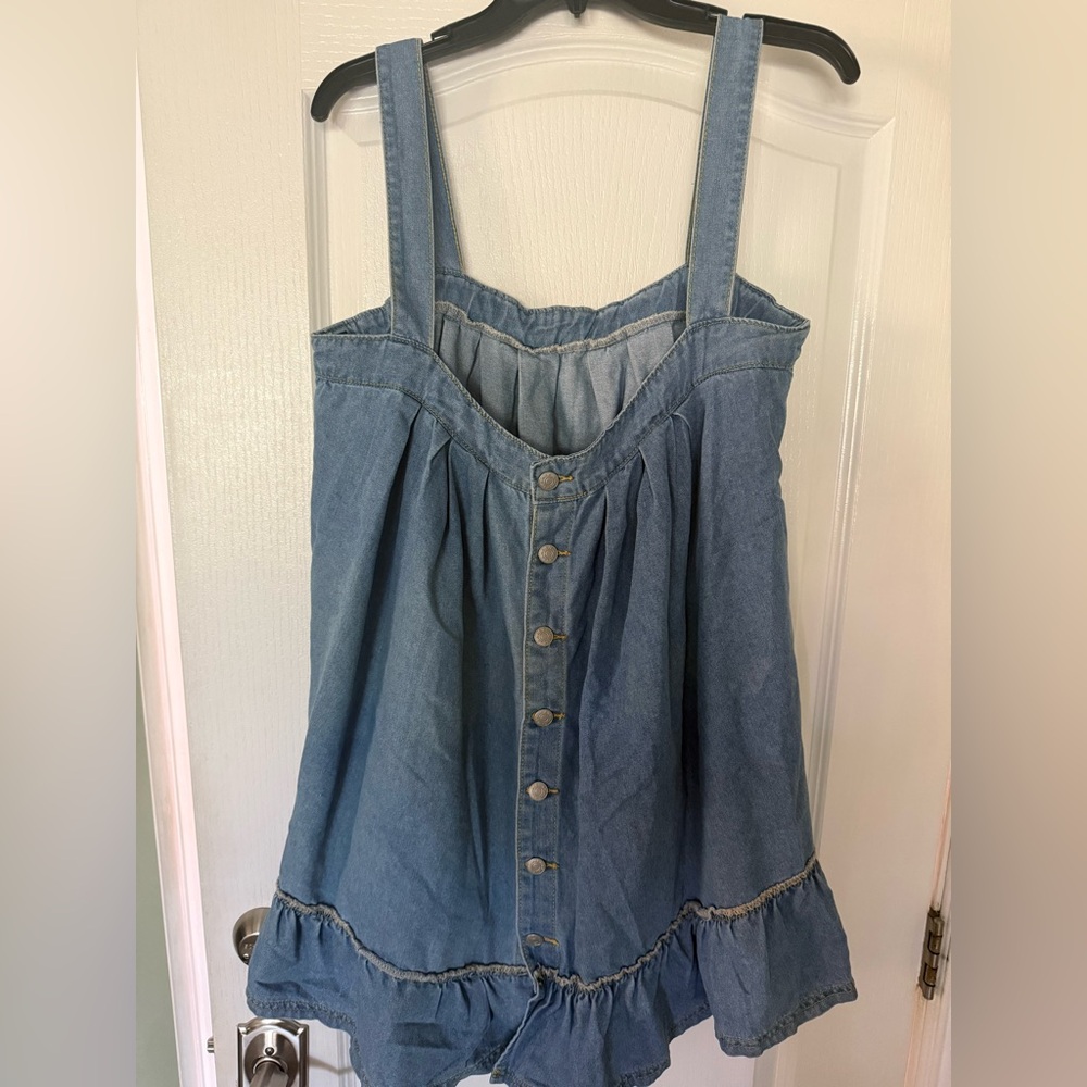 SHEIN Blue Denim Ruffle Hem Dress